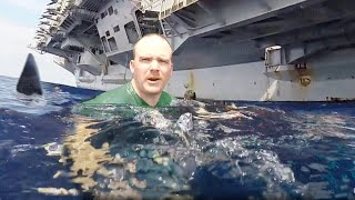 What Happen When Sharks Swim Too Close to US Aircraft Carrier and Ships [upl. by Oskar196]