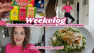 RONDJE ACTION VINTED GELUKJES CUSTOM NIKES FANCY STAMPPOT  Weekvlog  Zeg maar Fem [upl. by Maison35]