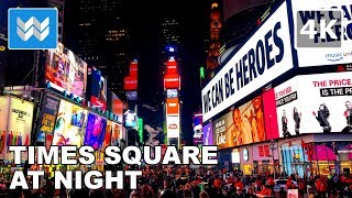 4K Walking tour of Times Square at Night in New York City USA Travel Guide [upl. by Ahsyat]