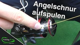 Angelschnur aufspulen Wie wickelt man selber Schnur auf die Rolle  FishingKingde [upl. by Eldreeda]