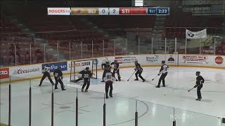 2018 Canadian Juvenile Broomball Championships  Day 3Game1  Quebec Blitz vs Ontario Sting [upl. by Wolfgang]