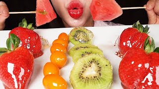 ASMR Tanghulu Candiedfruits🍓 Strawberry Kiwi Kumquat Watermelon Mukbang [upl. by Hephzibah]