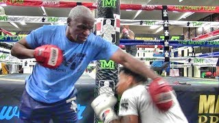 Floyd Mayweather Sr shows RIDICULOUS speed at 65 years of age [upl. by Brost633]