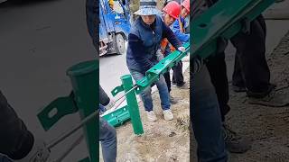 Road Safety barrier Installation shortsvideo [upl. by Goldberg]