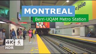 4K  BerriUQAM Metro Station Walking Tour  Green  Orange  Yellow Line  Montreal Canada 2024 [upl. by Aitak]