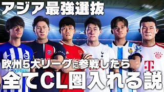 【アジア最強選抜】欧州5大リーグに参戦したら全てCL圏内入れる説！ [upl. by Ennaxor757]