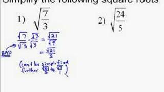 A196 Simplifying Square Roots With Fractions [upl. by Baalman]