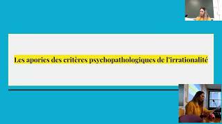 Seance du 24 janvier 2022 Sarah Troubé Psychologue clinicienneUniversité Côté d’Azur LIRCES [upl. by Anerahs920]