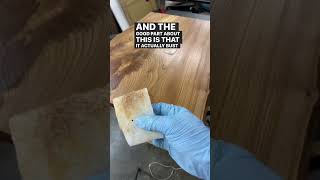 Applying wood finish 🧽🛢 wax on wax off shorts woodworking youtubeshorts [upl. by Ahseia]