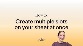 How to Create Multiple Slots on Your Sheet at Once [upl. by Heywood]