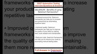 SELENIUM  What are the benefits of using Selenium frameworks [upl. by Roxy]