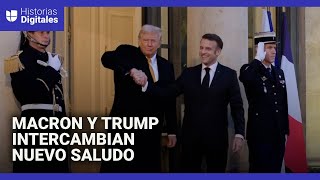 El largo saludo de Trump a Macron en su primer viaje al exterior tras las elecciones [upl. by Senior]