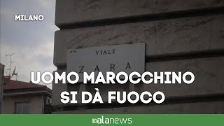 Marocchino si dà fuoco davanti alla polizia [upl. by Quirk597]