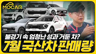 7월 국산차 판매순위 안팔려 망했나 실은 대박입니다현대 vs 기아 1등은 [upl. by Drol]