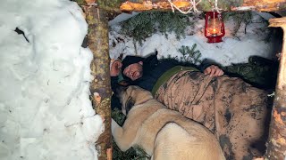 Building a Survival Shelter in Deep Snow  Winter Bushcraft Camp [upl. by Yluj776]