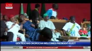 Gov Rochas Hosts PresidentElect Buhari As Guber Polls Approach Pt1 070515 [upl. by Paulette214]