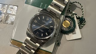 Rolex 114200 34MM 3 6 9 藍面自動 有盒有卡 2019 [upl. by Elsilrac273]