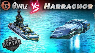 Gimle VS Harragnor  From the Depths Battleship Battle [upl. by Atikan132]