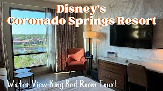 Disneys Coronado Springs Room Tour  Grand Destino Tower Water View King Bed  Walt Disney World [upl. by Zetniuq]