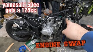 yamasaki 2022 ym50 engine swap to a 125cc in 1 video how to [upl. by Hayimas733]