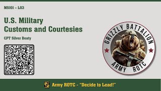 US Military Customs and Courtesies  MSL101 Lesson 03  ROTC [upl. by Vernita719]