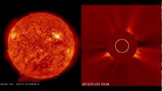 SOLAR ACTIVITY UPDATE Flurry of CMEs Jan 25th 2013 [upl. by Orimar780]