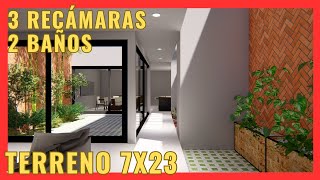 ¡Impresionante Diseño de Casa Moderna de 3 Recámaras en Terreno de 7x23 🌿🏡 [upl. by Allard]