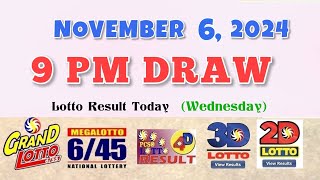 Lotto Result Today 9pm draw November 6 2024 655 645 4D Swertres Ez2 PCSO [upl. by Wojcik]