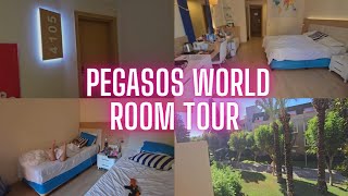 Pegasos world Turkey Deluxe family room tour ROOM 4105 [upl. by Nahtanhoj910]