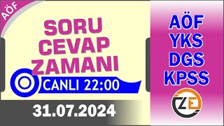 AÖF 31 07 2024 Canlı  Soru Cevap Zamanı  Açıköğretim DGS KPSS YKS Tercih [upl. by Enneite]