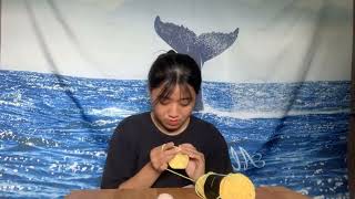 Instructions for knitting a yellow cotton dolphin part 1 [upl. by Hametaf]