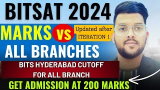 BITSAT Counseling 2024 Bits Hyderabad expected marks vs branch ✅  Cutoff updated after Iteration 1 [upl. by Hornstein]