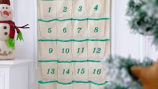 Customization Canvas Calendar Embroidery Wooden Hanging 24 Pockets Christmas Advent Calendar [upl. by Nylzor430]