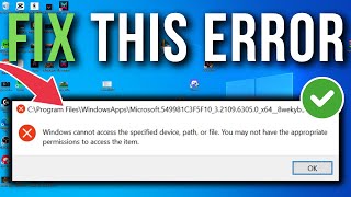 How To Fix Windows Cannot Access The Specified Device Path Or File [upl. by Aiza877]