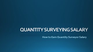 Quantity Surveying Salary [upl. by Eillas]