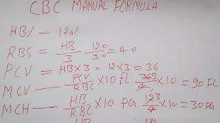 CBC FORMULA  HEMOGLOBIN SE PURI CBC CALCULATION [upl. by Harragan]