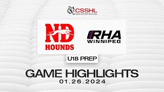 Notre Dame vs RHA Winnipeg U18 Prep 0126  CSSHL Highlights [upl. by Lerrad498]