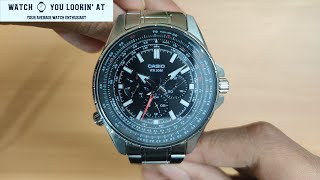 Casio Enticer MTPSW320D  A1331  Pilots watch slide rule bezel  Unboxing amp Review  India [upl. by Neenahs]