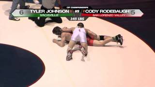 CIF Wrestling  Johnson vs Rodebaugh  145 lbs [upl. by Lyndsey]