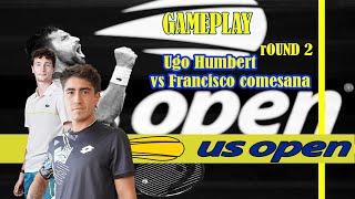 US Open round 2 Ugo Humbert vs Francisco comesana 8282024 Gameplay simulation Ao tennis2 [upl. by Aynotan]