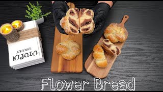 Flower Bread with Hidden Rich Cocoa Dough amp Nutella Filling [upl. by Pokorny]