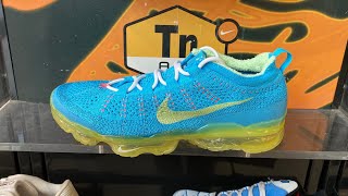 Nike Air VaporMax 2023 Flyknit Baltic BlueGreen AbyssHot PunchCitron Tint  SKU DV1678400 [upl. by Naharba929]