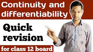 Continuity and differentiability quick revision of important topics for class 12 board exam [upl. by Hardman]