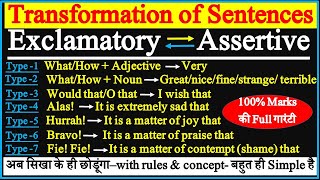 Interchange of Exclamatory and Assertive Sentences  Transformation of Sentences in English Grammar [upl. by Lletniuq]