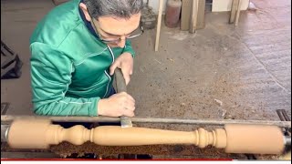 Tutorial lavori in legno al tornio artigianale Colonna per ringhiera di scala  Tindaro Stracuzzi [upl. by Okubo]