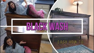 How to black wash furniture easy with chalk paint  Black washing furniture technique aged furniture [upl. by Kopans]