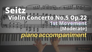 Seitz  Violin Concerto No5 Op22 1st Mov Piano Accompaniment Moderate [upl. by Kerwinn]