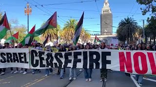 15000 protesters take to the streets and freeways of SF rally for ceasefire in Gaza [upl. by Porush470]