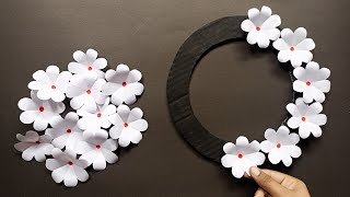 White paper flower wall hanging  wall hanging craft ideas  white paper craft easy [upl. by Fanya]