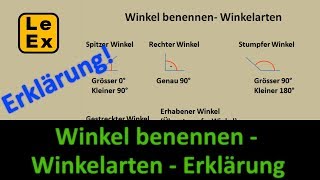 Winkel benennen und Winkelarten  Erklärung  LeEx rechnet [upl. by Kcod407]